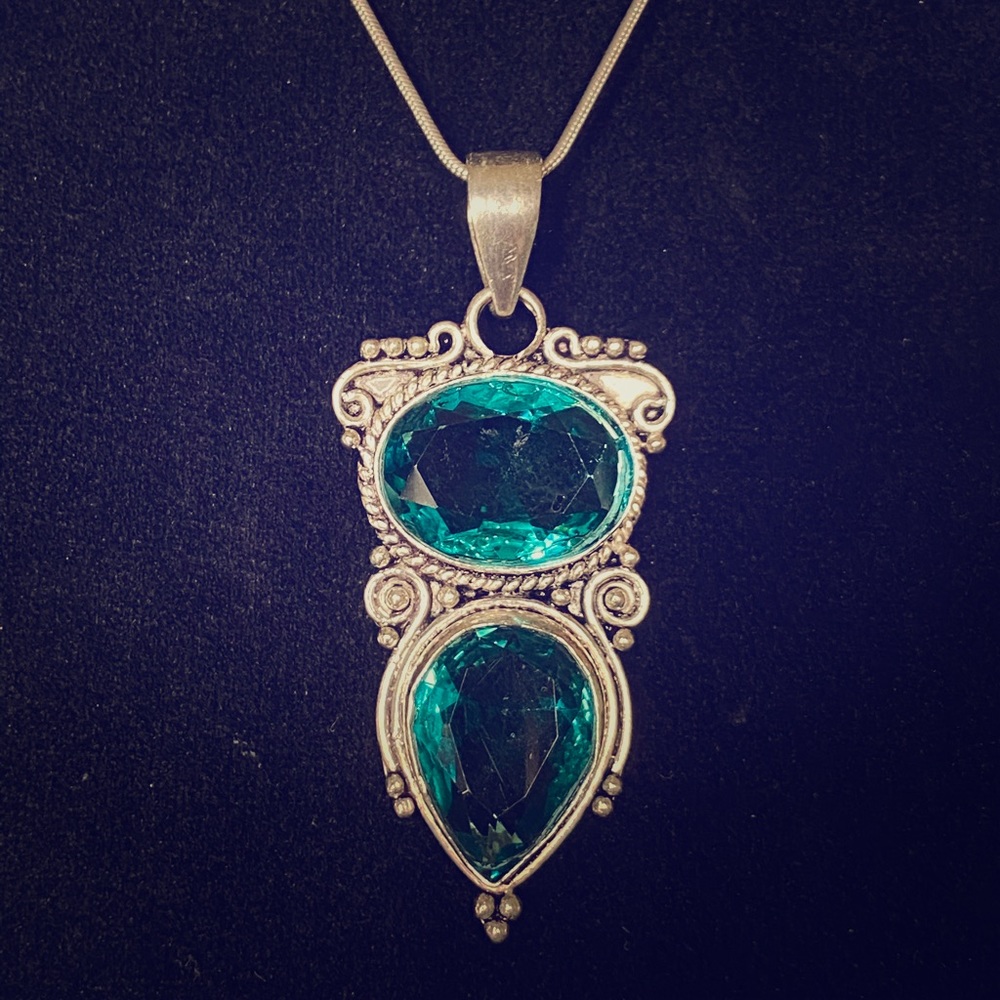 Two stone sterling silver pendant